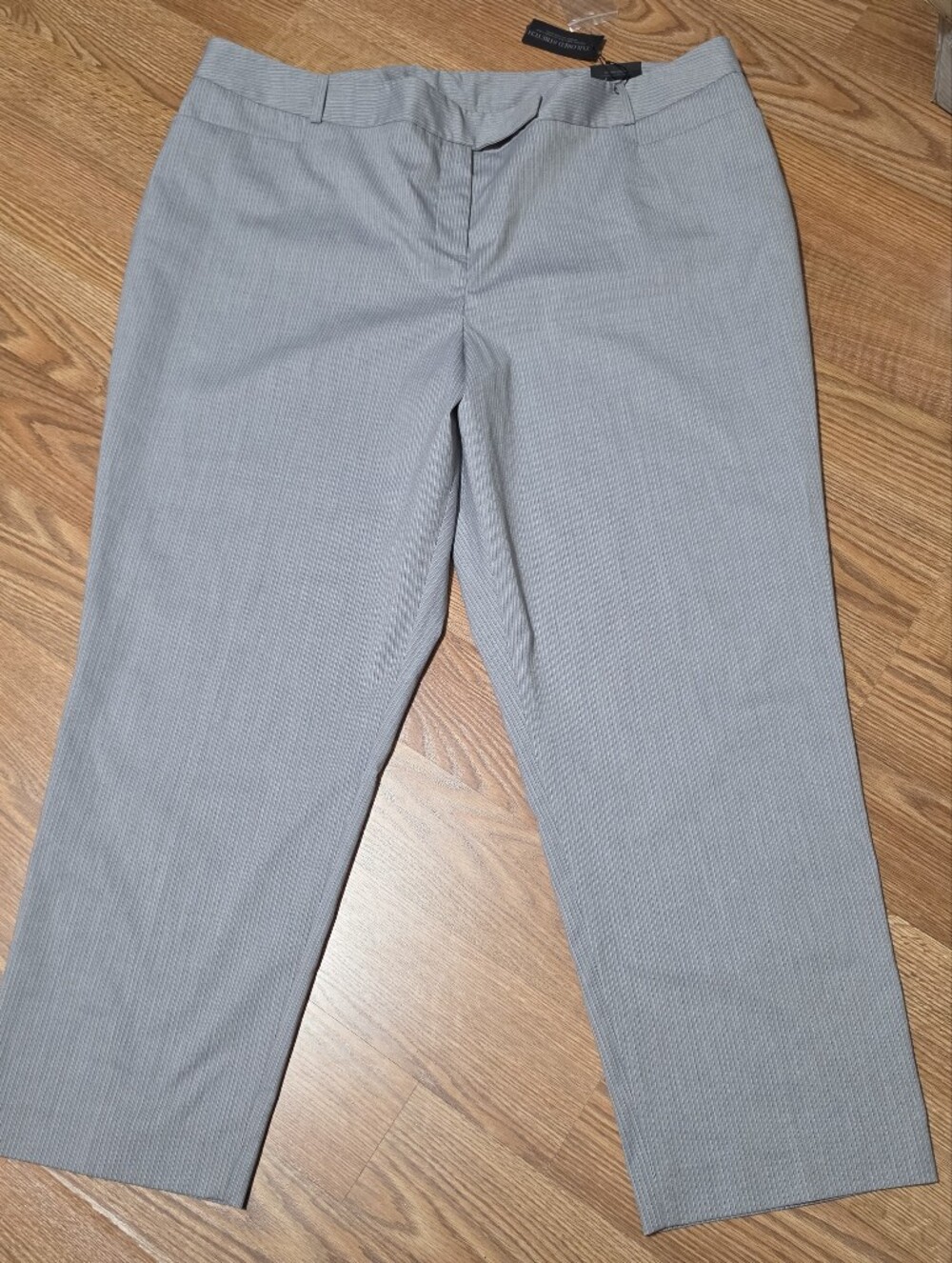 LANE BRYANT LENA Curvy Fit Ankle Light Grey Pinstripe Trousers